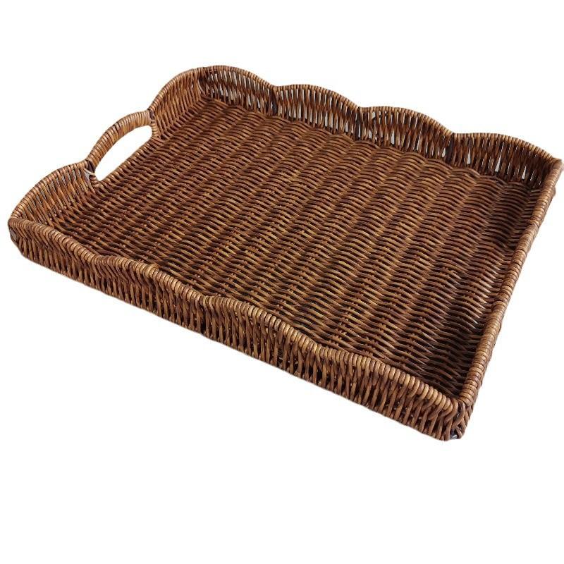 Home Modern Minimalist Rattan Like Storage Basket Desktop Woven Sundries Basket Living Room Fruit Bread Tray For Organizing