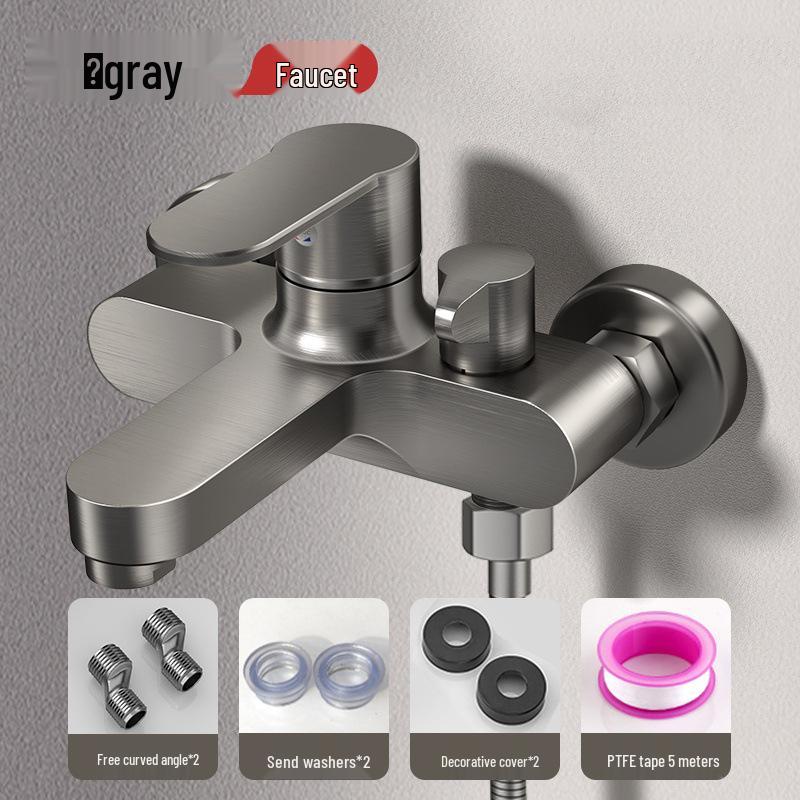 Juego de grifo de ducha y baño de 3 funciones color Gunmetal con mezclador