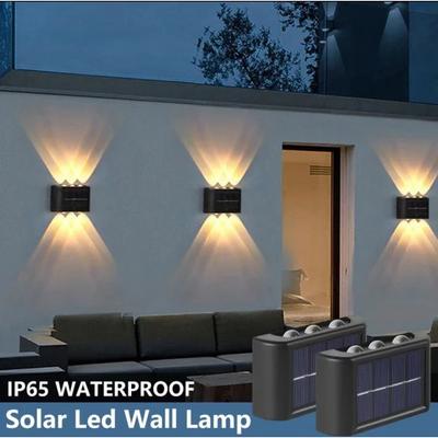 4/6/8 LED Außen Solar Wandleuchte Auf und Ab Leuchtendes Licht für Gartenzaun Dekoration Wasserdichte Solarbetriebene Lampe