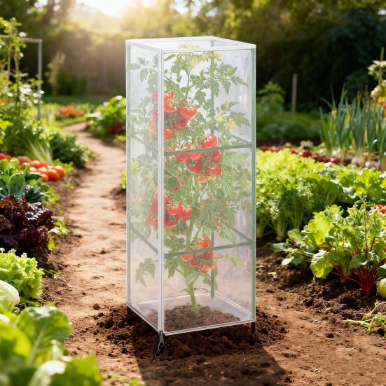 Garden Netting Plant Cover Square Tomato Cage Cover Breathable Mesh Insect Bird Barrier Netting with Zipper And Drawstring for Protecting Plants