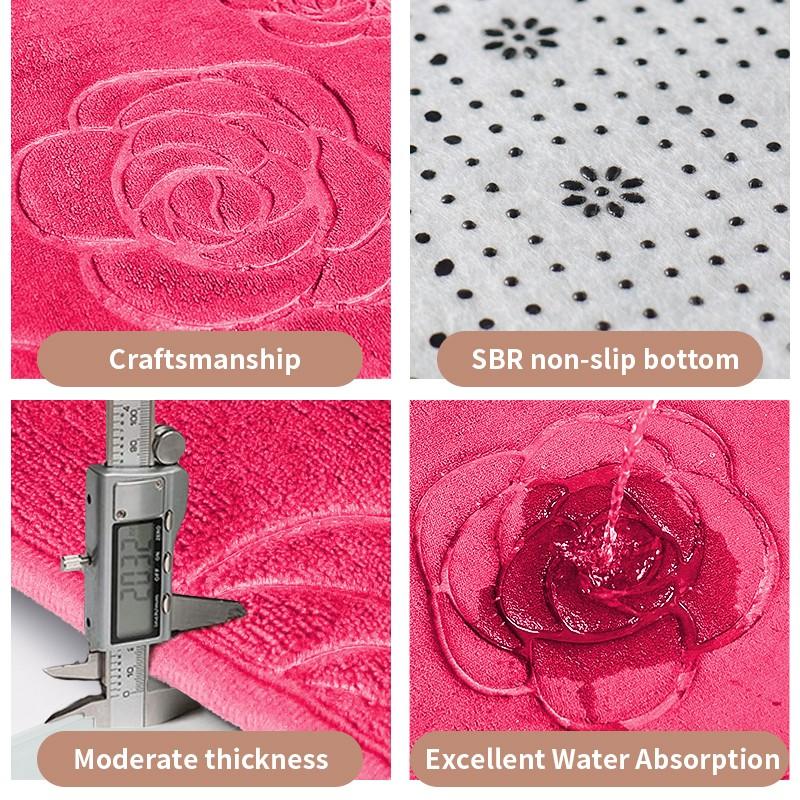 Tappetino da bagno con rose in rilievo Tappetino da bagno antiscivolo nel lavabo Vasca da bagno Tappeto da pavimento laterale Doccia Zerbino Memory Foam 3D Pad