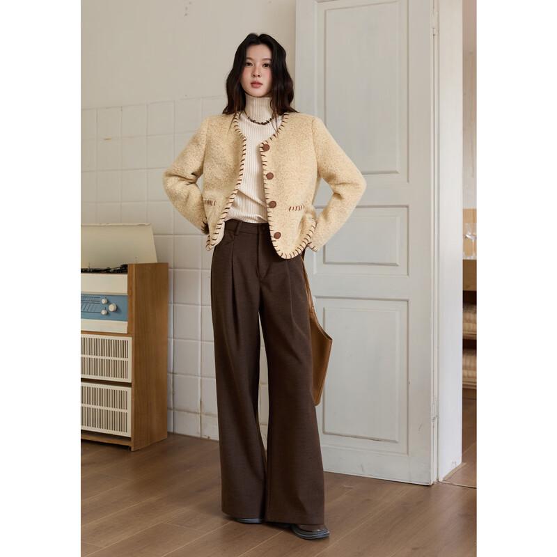 Mishow Women's High-Waist Wool Blend Wide-Leg Trousers