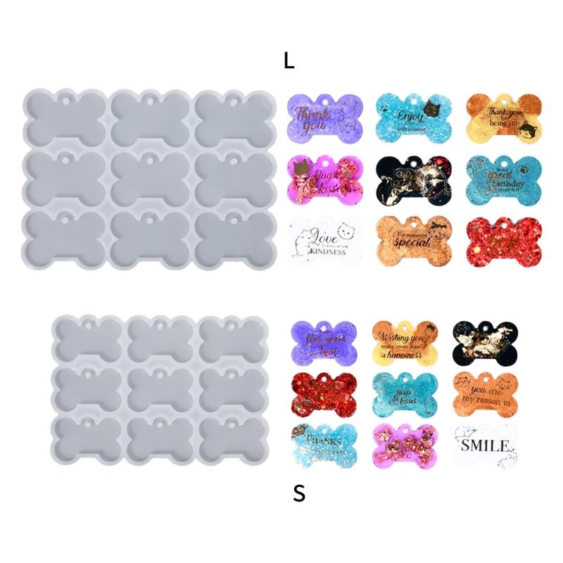 9 Cavity Flexible Pendant Mold Craft Molds Bone Shape Keychain Mould Crafting Accessories Present for Crafting Lover