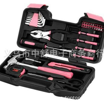 Set di 40 Pezzi di Attrezzi Manuali Rosa e per Auto