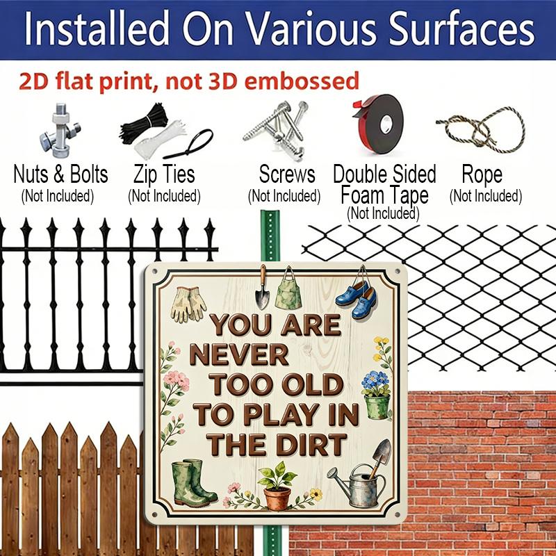 2D Flat - 1pc, Vintage Metal Aluminum Decorative Sign, Gardening Positive Lifestyle Slogan, Retro Wall Decor, Home Decoration Suitable for Garden