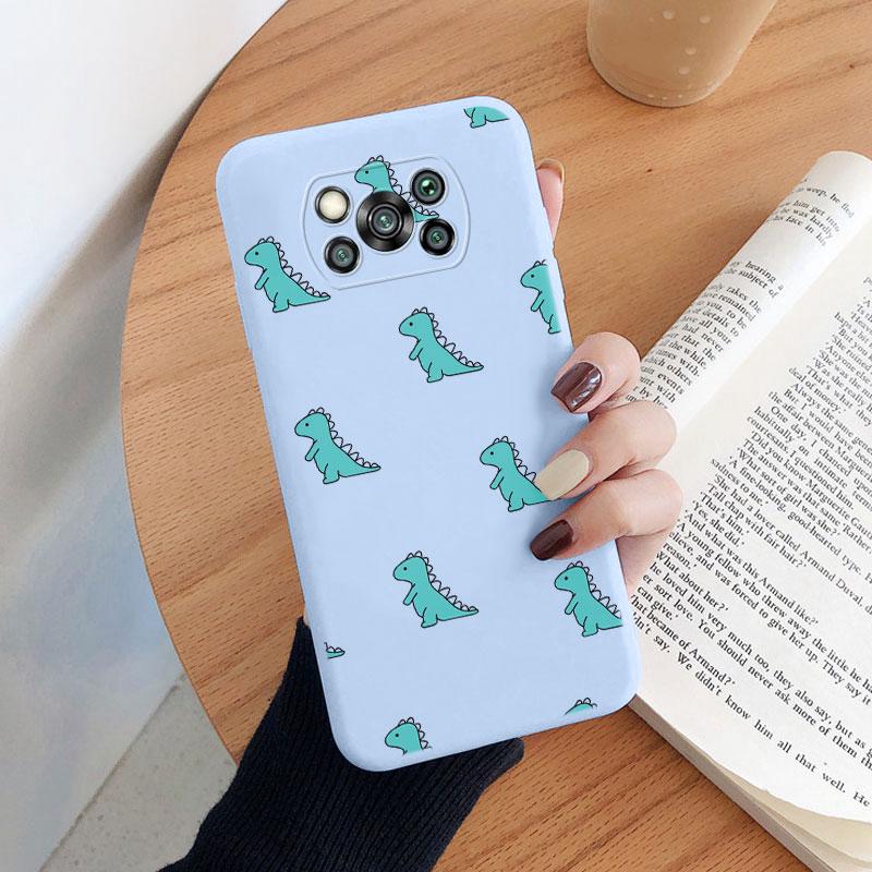For Poco X3 Pro PocoX3 NFC Cover Cute Flower Phone Case For Xiaomi Poco X3 X 3 Fashion Dinosaur Silicone Bumper Soft TPU Coque