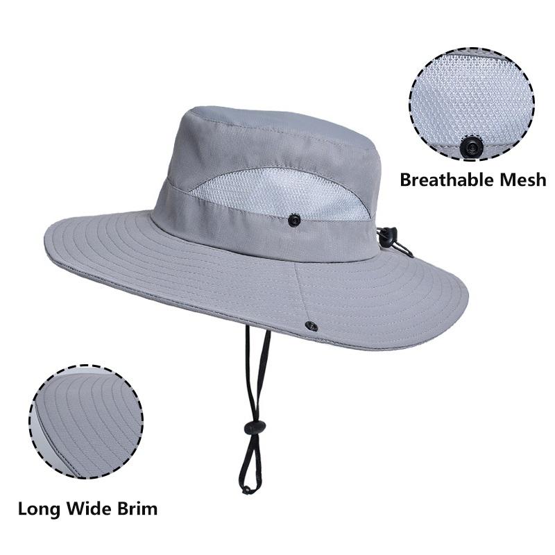 Summer UPF50+ Sun Hats For Women Men Breathable Mesh Boonie Hat Foldable UV Protection Hiking Fishing Hat Male Bucket Hats