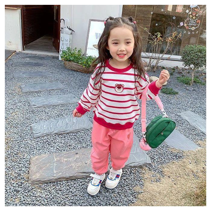Girls Korean Cartoon Bear Sweatshirt Spring Autumn Long Sleeve Top Cute Casual Pullover 90