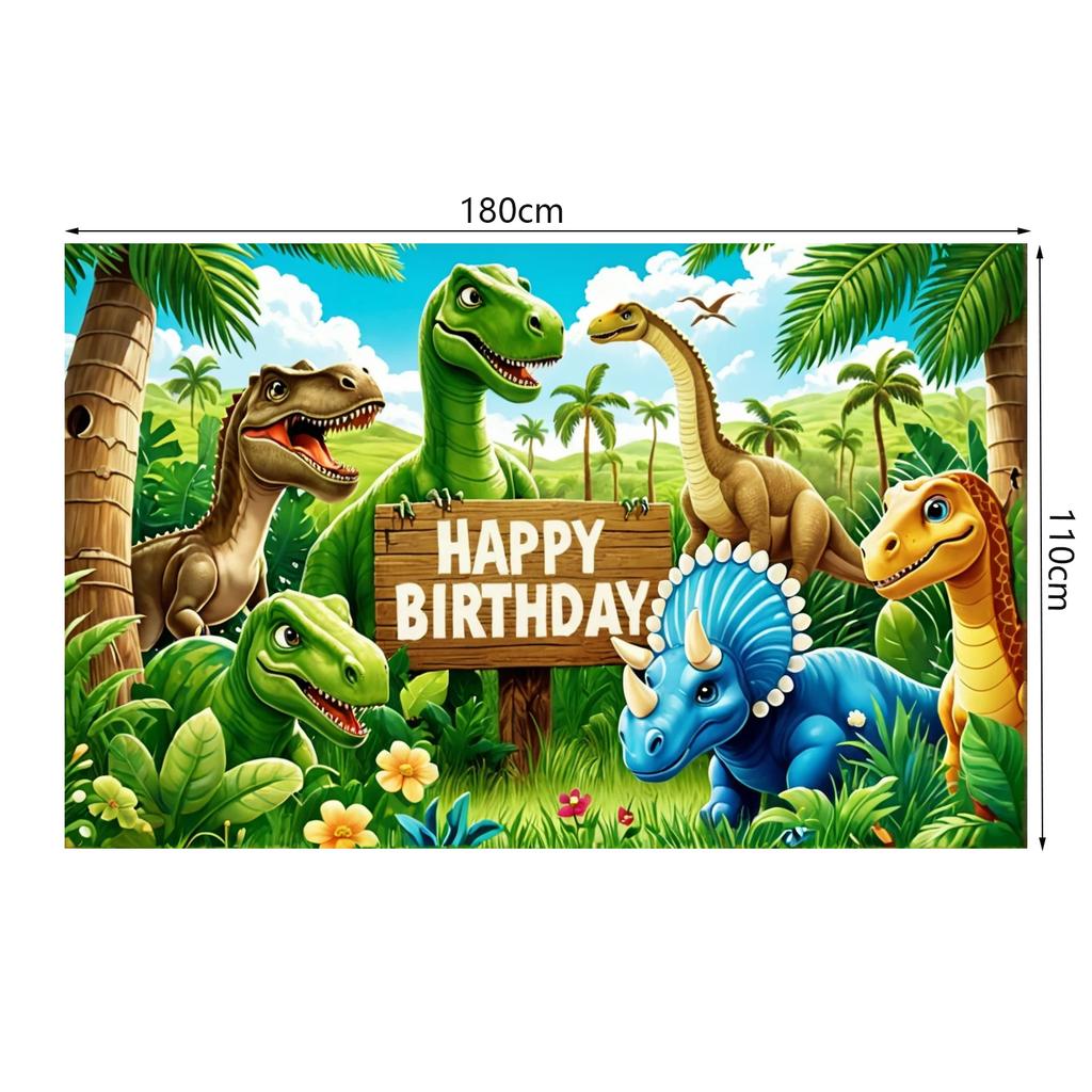 Dinosaur Jungle Birthday Party Backdrop Polyester Kids Birthday Party Decoration Banner Room Photo Booth Background Props