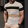 Casual Striped T Shirt For Mens Short Sleeve Tops Oversized O-Neck Pullover Street Men's Tee Summer Apparel