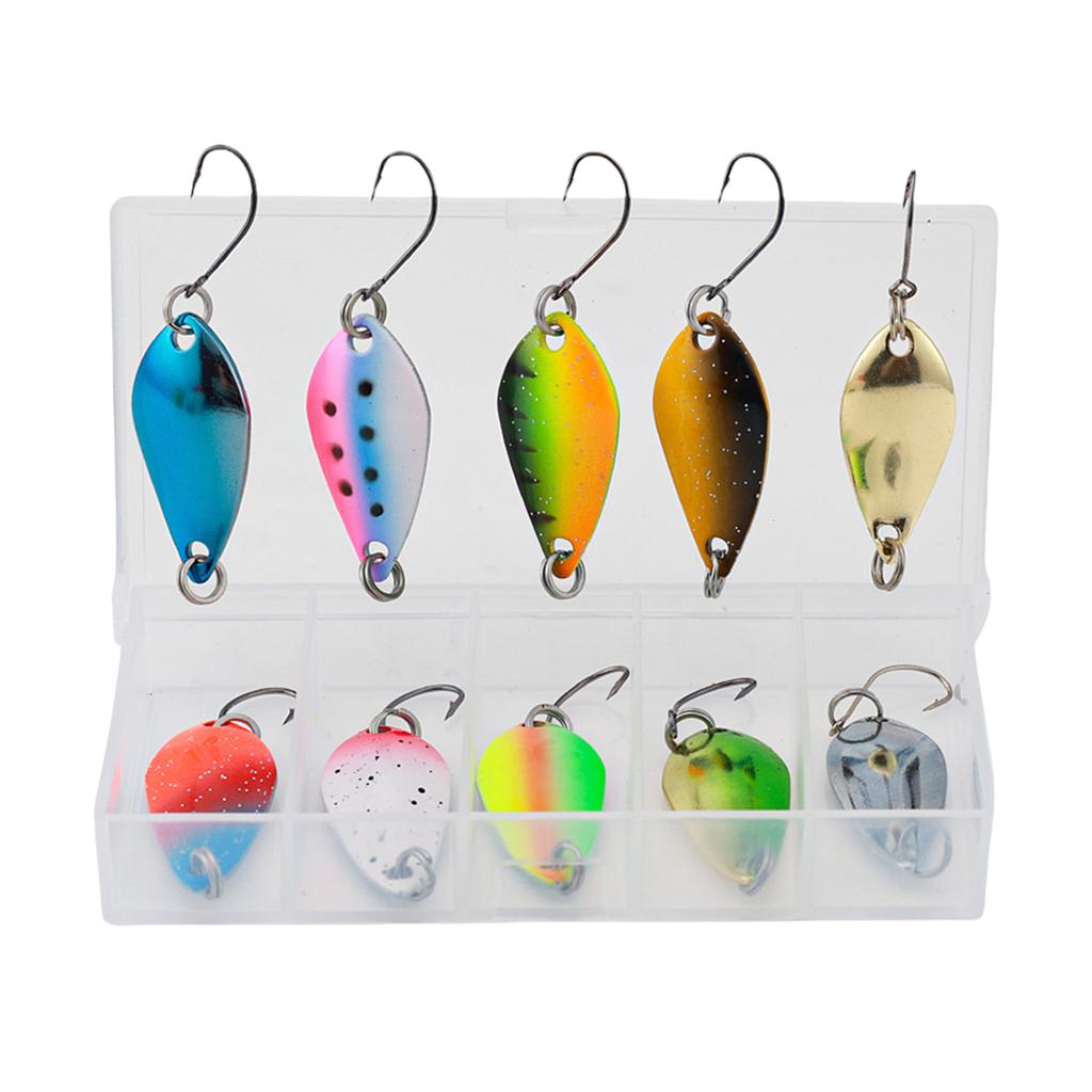 10Pcs Fishing Spoons Lures Single Hook Set Spoons Hard Fishing Lures Metal Fishing Lures Fishing Sequins Lures Baits