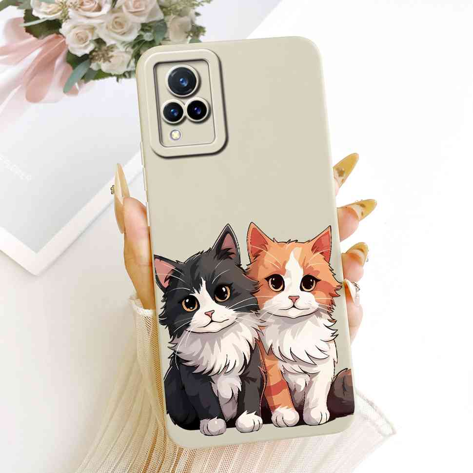 For Vivo V21 4G Case V2066 V2108 Soft Silicone Sunflower Rabbit Phone Cases For Vivo V21 V 21 4G Back Cover Protetion Bumper