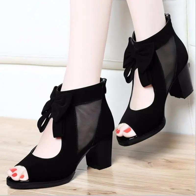 Fashion Light Weight Spring & Summer Breathable Bow Tie High Quality Heel Shoes Lady Pumps Zapatos De Mujer A1405
