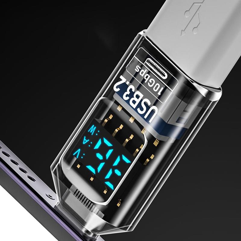 36W 3A Qc Charging Adapter With Digital Display Voltage Current Power Meters Usb 3.2 10Gbps Otg Usb A Male To C Pd 60W Charger