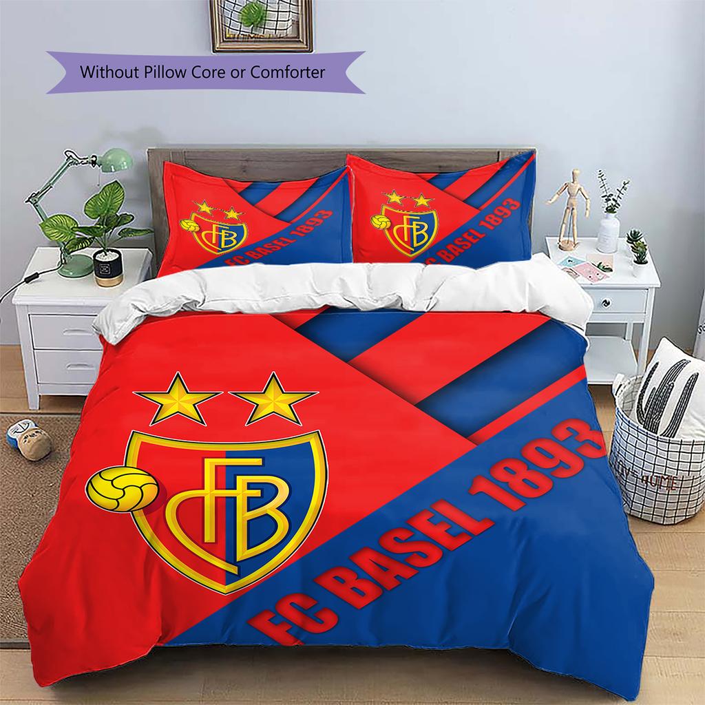 FC Basel Vzorované povlečení Domácí dekorace Narozeninový dárek (1 * povlak na peřinu + 2 * povlak na polštář, bez jádra)