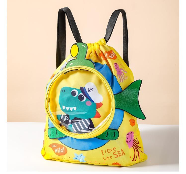 Children Waterproof Swimming Wet Dry Separation Beach Bag Cartoon Drawstring Storage Shoes Compartment Kids Wash Travel Bag
