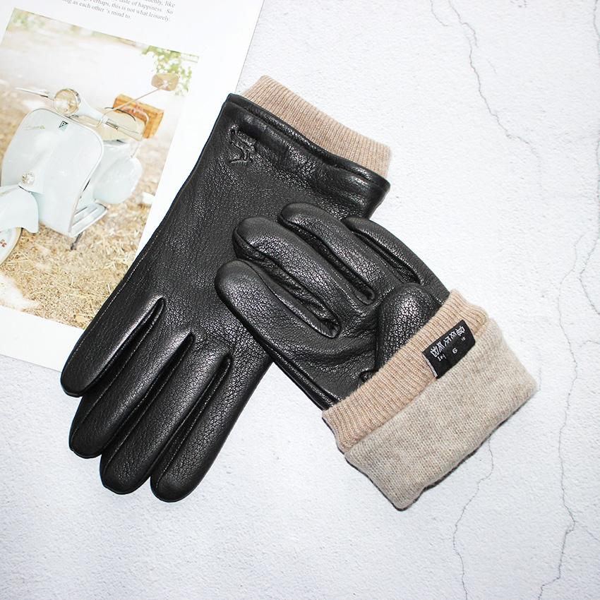New Driving Leather Fashionable Deer Skin Gloves Men Winter Warmth Drivers Outdoor Cold Resistant Motorcycle Riding Gloves