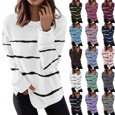 Lässiger Pullover mit langen Ärmeln und Kontrastfarbe für Damen