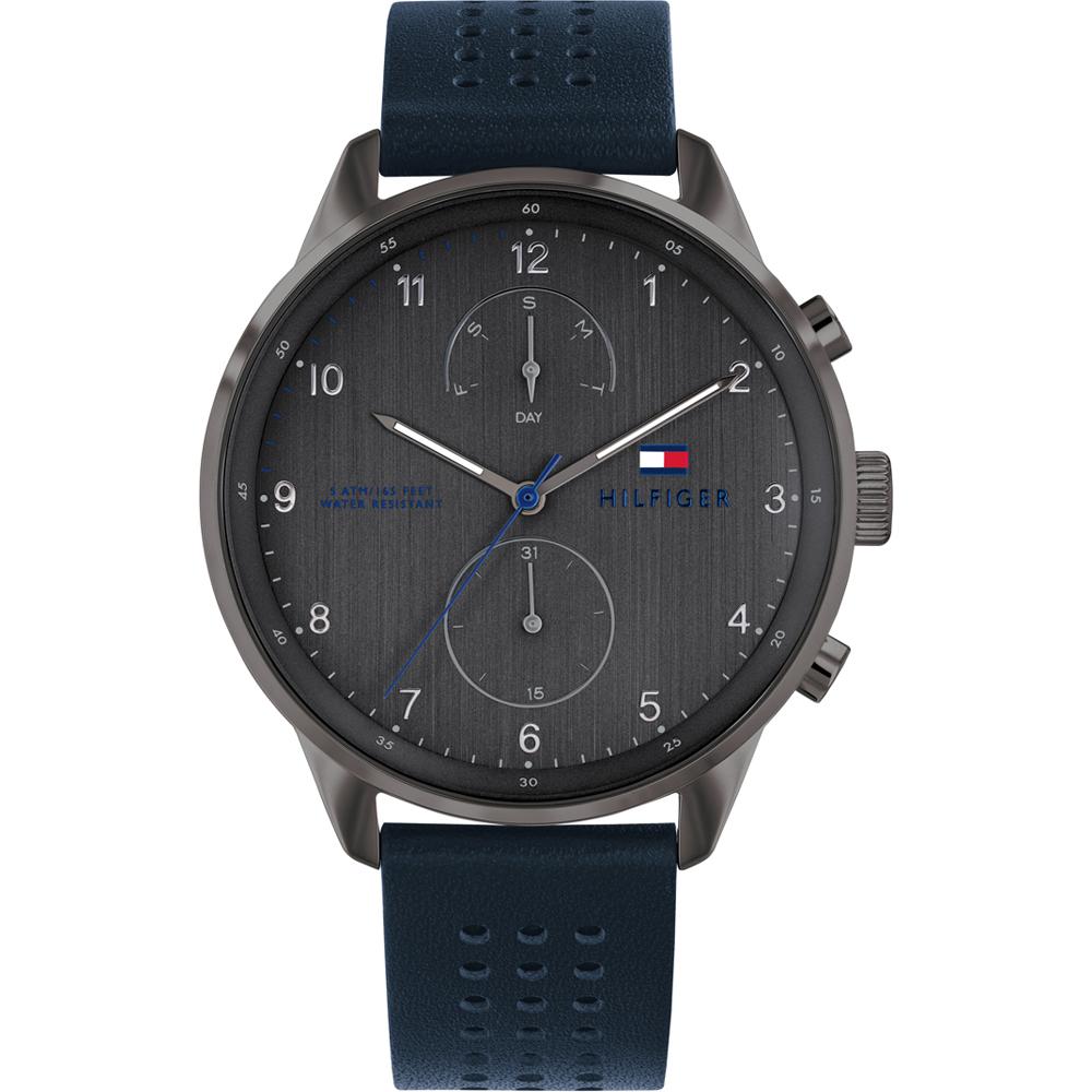 Tommy Hilfiger Chase Grey Dial Blue Leather Men s Quartz Watch 1791578 серый