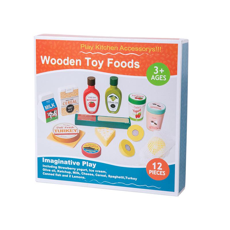 Simulation Wooden Milk Pasta Cheese Flavored Ice Cream Children Set Toys