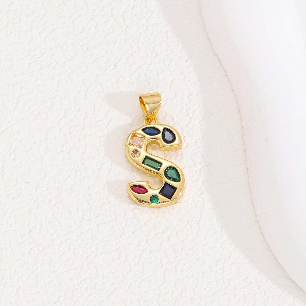Multicolor Zircon A-Z Letters Pendant Necklace Crystal Water Drop 26 letters Pendant Necklace Gold Plated  Gift for Women
