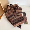 Fashion Ethnic Style Shoulders Backpack Adjustable Strap Large Capacity Kids Schoolbag Casual Plaid Travel Rucksack