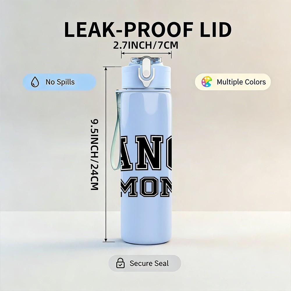 1PC Dance Mom Letter Design 750ml Color Plastic Sports Water Bottle Leakproof Flip Straw Lid Suitable for Sports Office Home Use