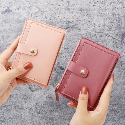 Women's Ultra-Thin Candy Color Coin and Card Zipper Wallet
