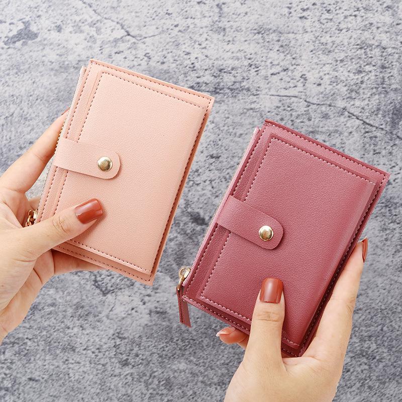 Women's Candy Color Ultra-Thin Zipper Card and Coin Holder