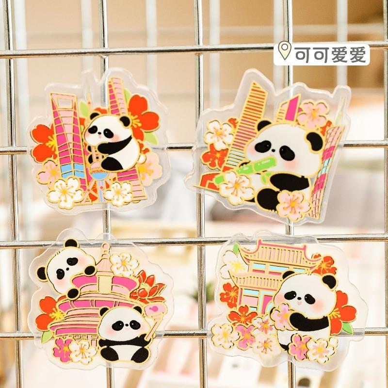 Cute Panda Fridge Magnet Cartoon Magnetic Fridge Decoration Acrylic Sheet Commemorative Small Gift