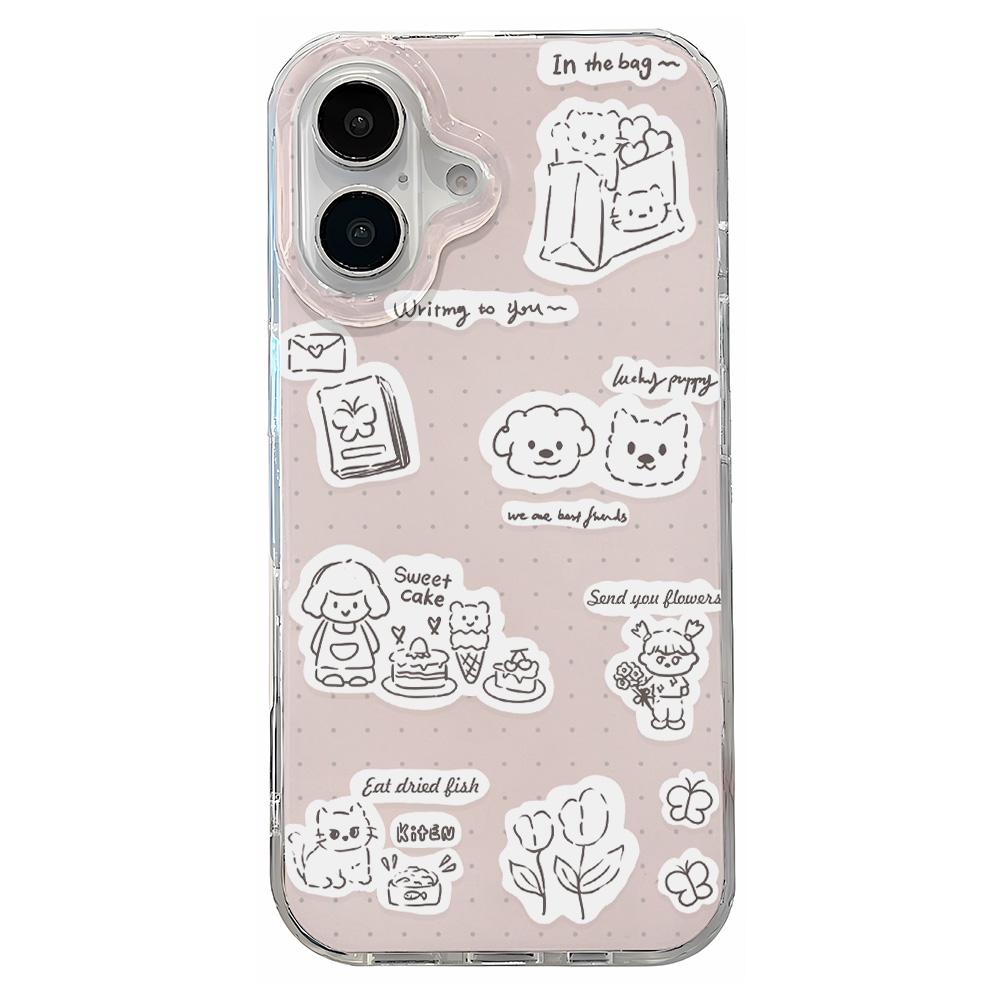 Painted Phone Case for iPhone 12 13 15 16 iPhone 16 12 13 14 15 Pro  14 15 16 Pro Max Coverage Shockproof Anti-Fingerprint Fresh Style Protective Case