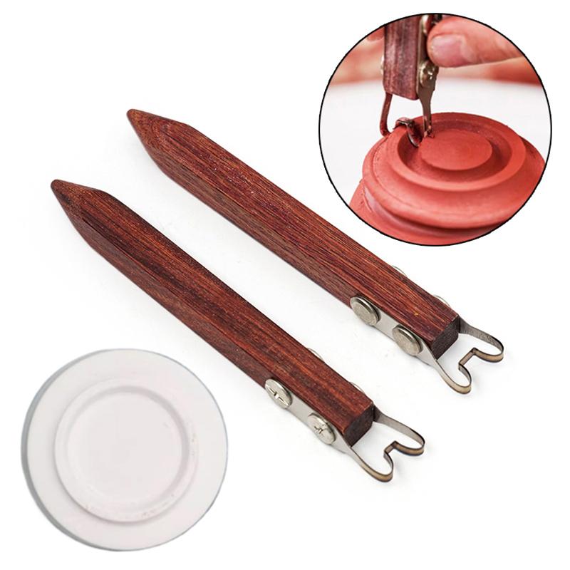 

Ceramic Craft Pottery Clay Trimming Tool For Carving Potter Plate Bottom With Wooden Handle Clay Sculpting Fininshing Tools L