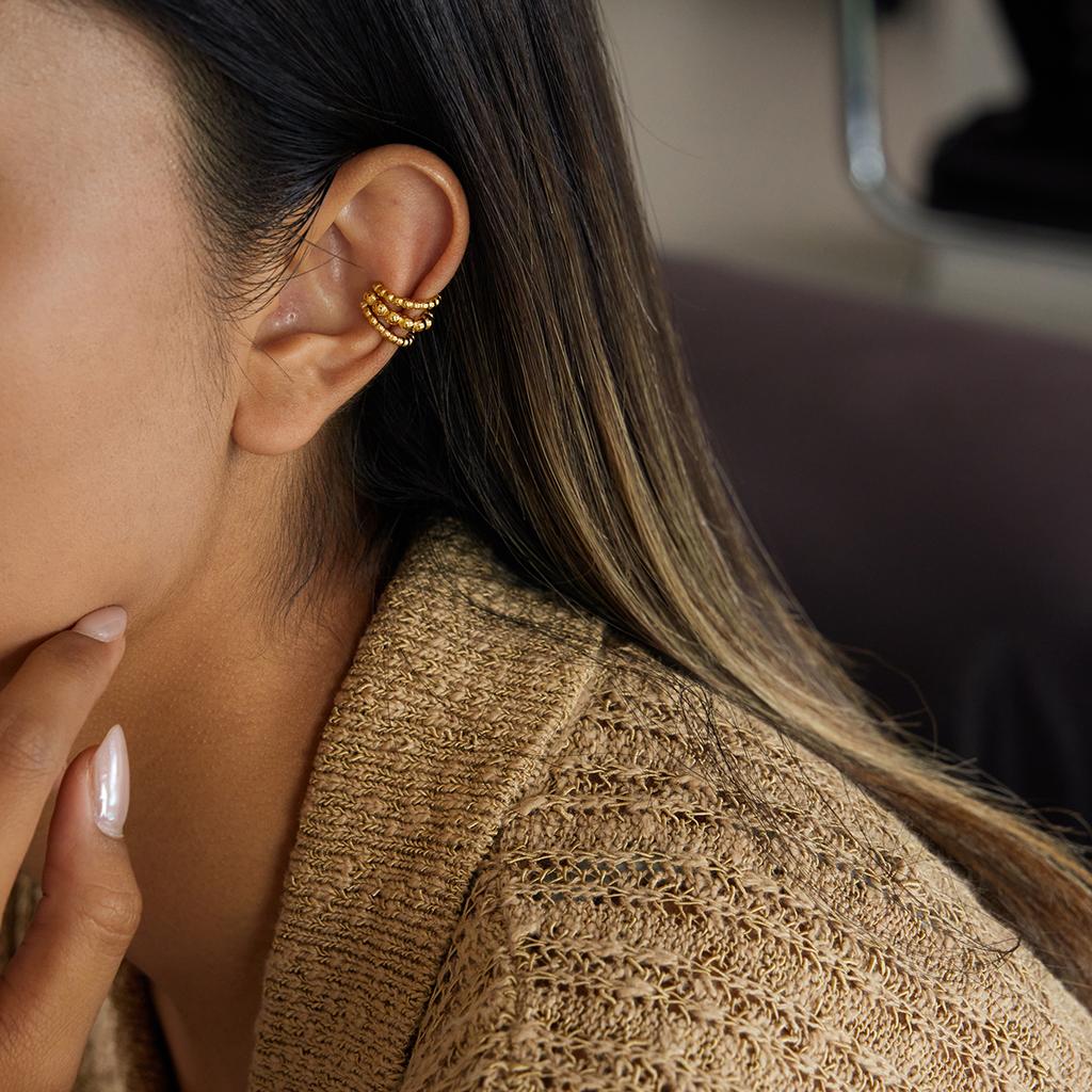 Yori Statement Stainless Steel Personalized Three-layer Ear Clips for Women High Quality 18K Gold PVD Plated Daily Jewelry Gift