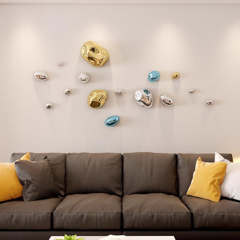 Wall Decoration Wind Chime Hanging Electroplated Stone Living Room Background Wall Hanging Abstract Irregular Stone Wall Decor