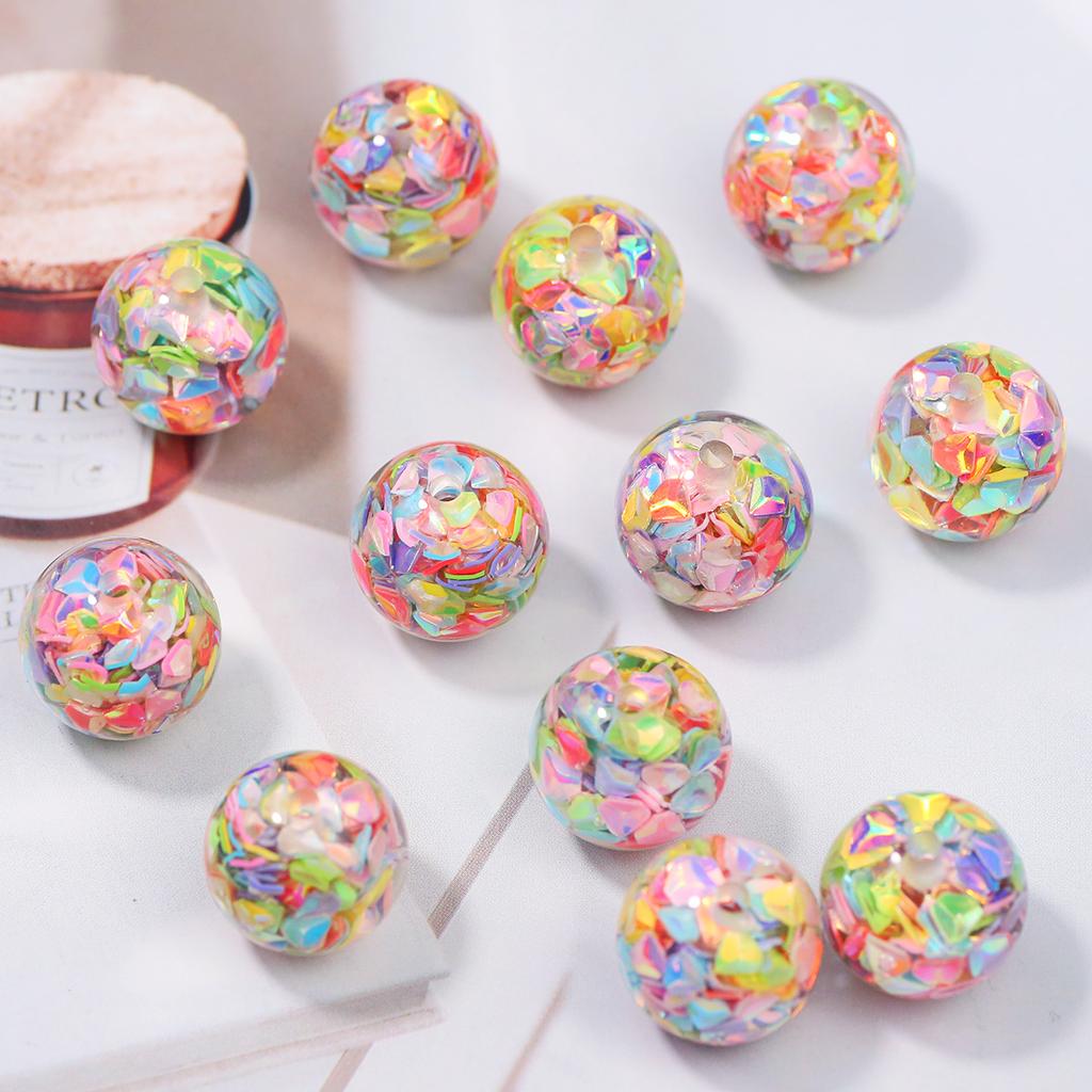 16Mm Colorful Color Resin Sequins Round Spaced Loose Beads For Jewelry Making Charms Bracelet Necklaces Keychain Diy Accessories