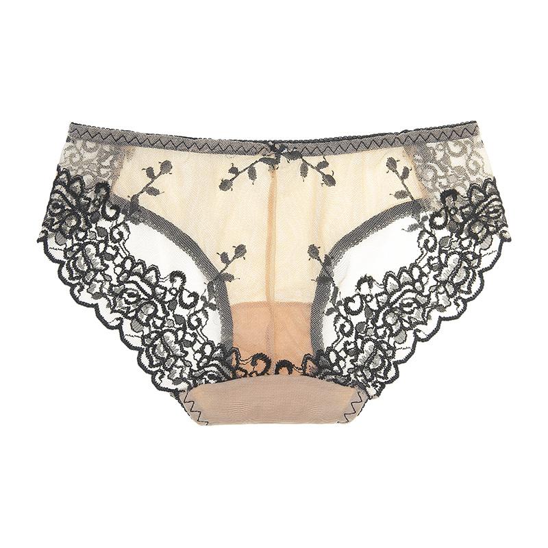 1 Pcs Mesh Panties Woman Embroidered Underwear For Woman Sexy Lace Briefs Woman Underwear Feamle Panties Sexy New M-XL BANNIROU
