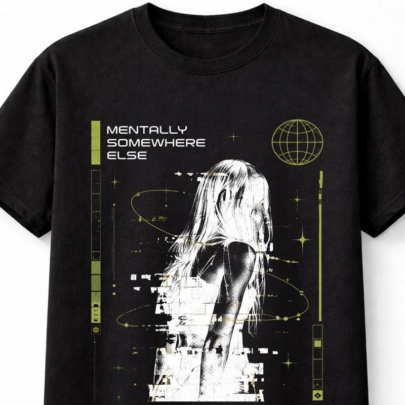 Unisextally Somewhere Else Glitch Girl Cyber Y2K Unisex TShirt S