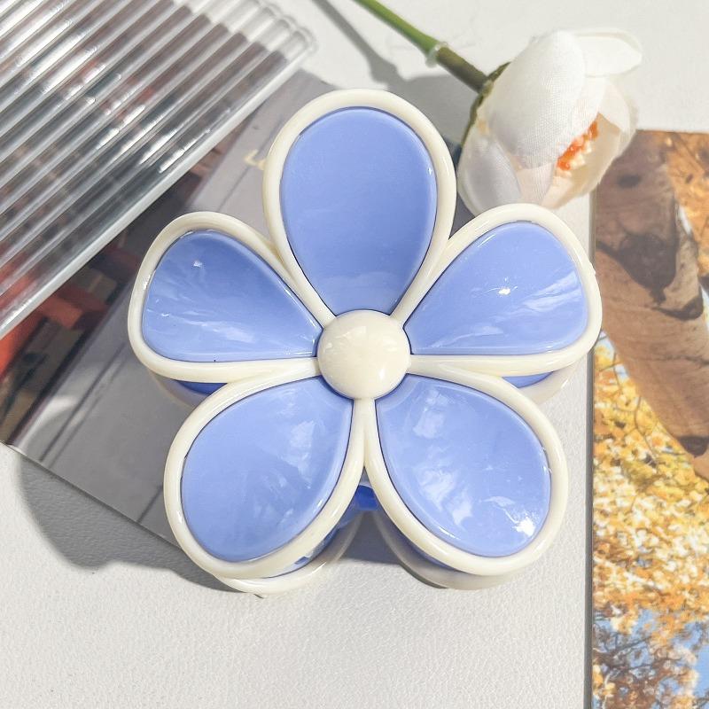 Colorful Contrasting Frangipani Hairpins Flower GrabbersSweet Back of The Head Updo Shark Hairpins