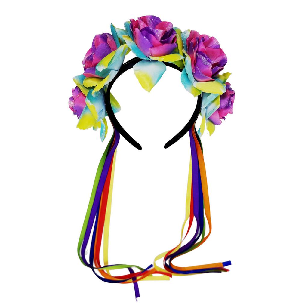 Regenbogenquasten-Blumen-Haarschmuck Party Halloween Braut-Haarreif mit Quasten für Live-Shows und Rollenspiele