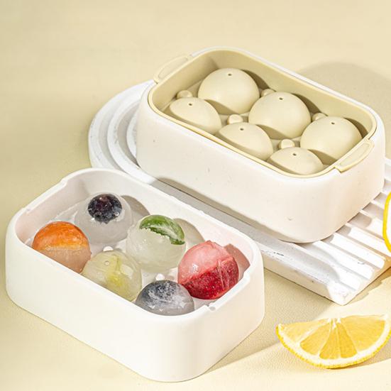 Silicone Sphere Ice Cube Tray with Lid Large Round Ball Mold for Whiskey Cocktails Easy-Release Stackable BPA-Free Ice Cube Maker for Home Bar Party