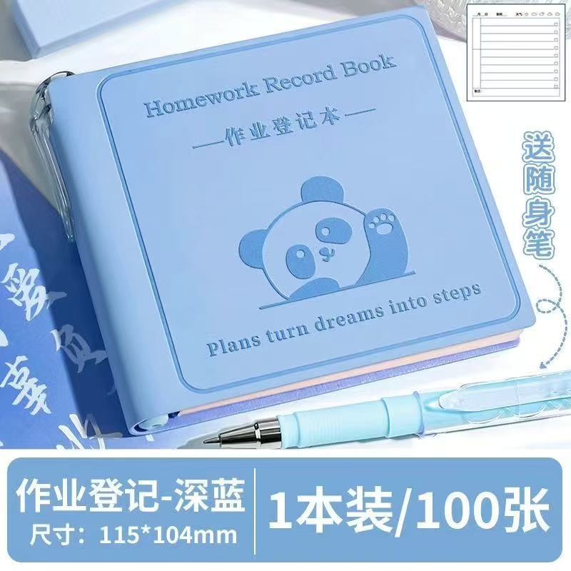 Homework Record Book Notebook with 100 Pages Compact Size 115 by 104 Millimeters Student Assignment Tracker with Pen Included One Size синий