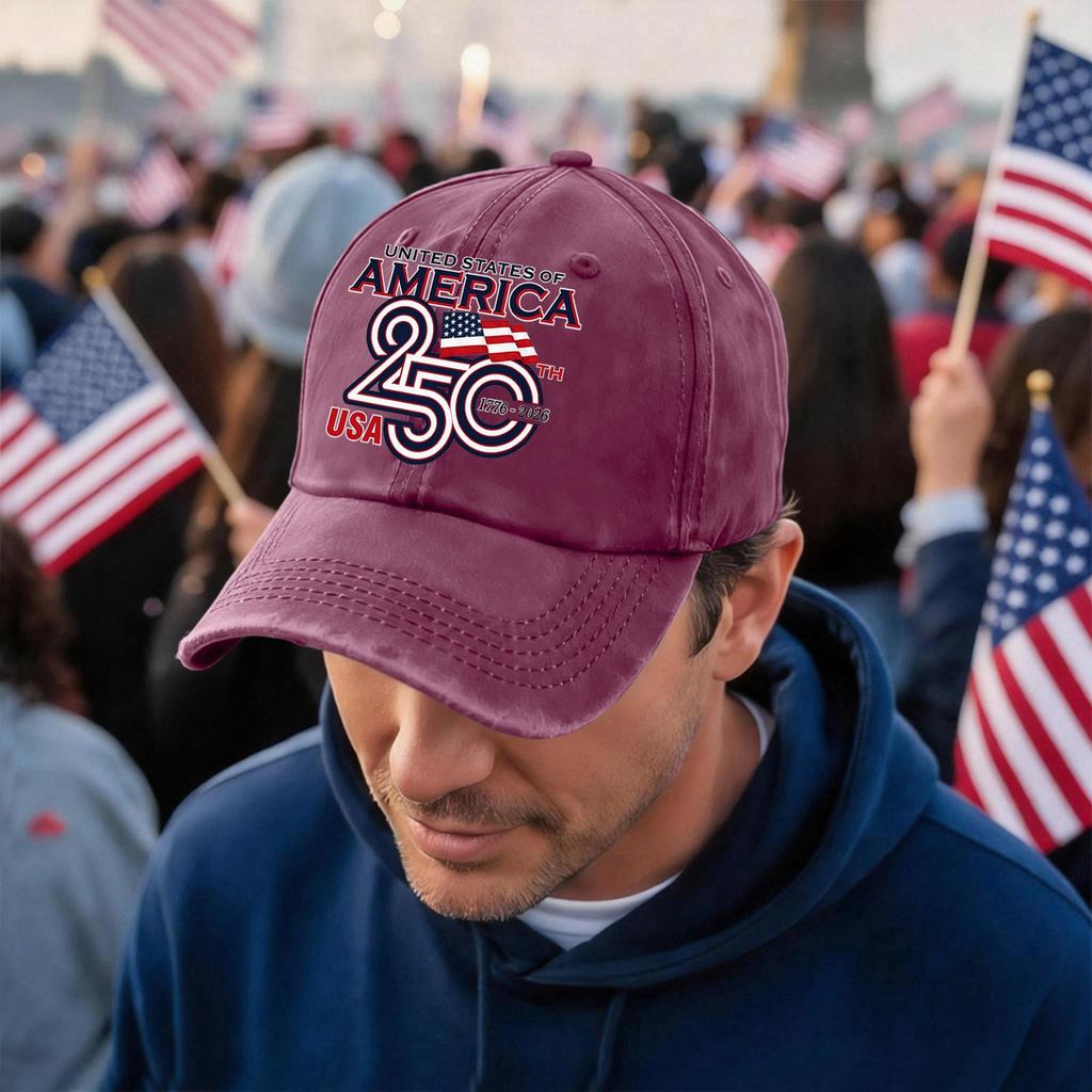 Men's and Women's Matching American 0th Anniversary Anniversary Embroidered Vintage Washed Baseball Cap