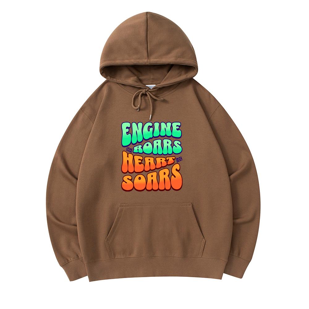

300 GSM Men s Cotton Hoodies Engine Roars Heart Soars Print Premium Cotton Sweatshirt XS армия зеленый