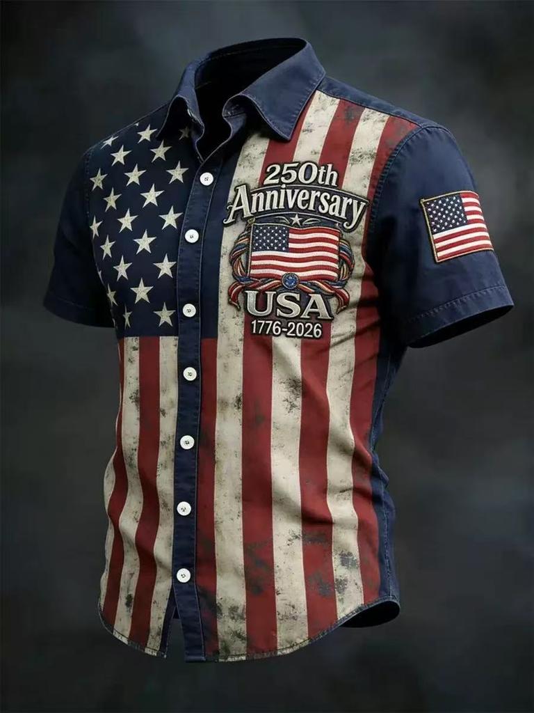 2026 New Men's American Flag 3D Printed Polo Shirt Summer Casual Short Sleeve Lapel Trend Sports