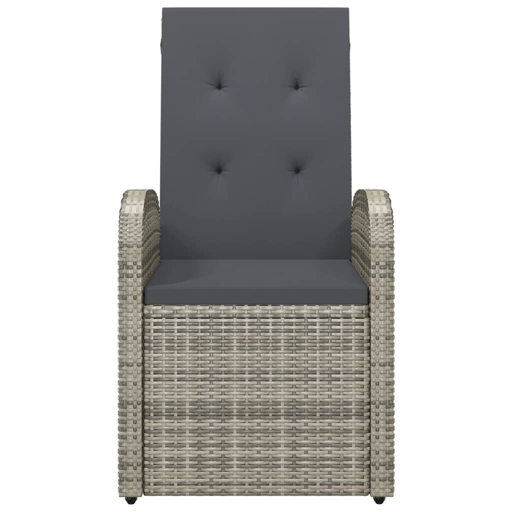 Garden Lounge Chairs 2 pcs with Cushions Grey Poly Rattan
