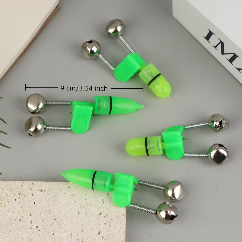 10Pcs Fishing Rod Bite Alarm with LED Light Plastic Clip On Bell Alert for Sea Fishing and Night Angling