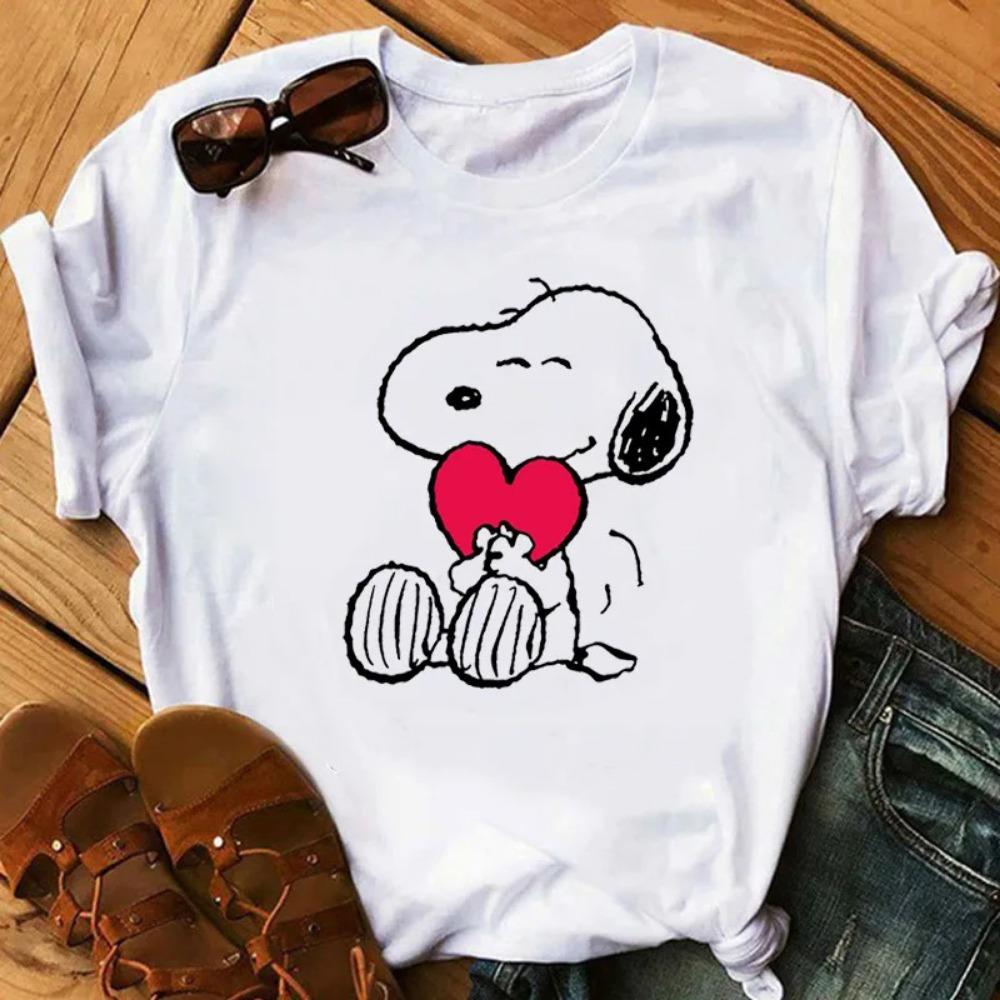 

Women s Snoopy T Shirts Summer Casual Short Sleeve Harajuku Korean Style Tops Kawaii Female T-shirt Woman Top M