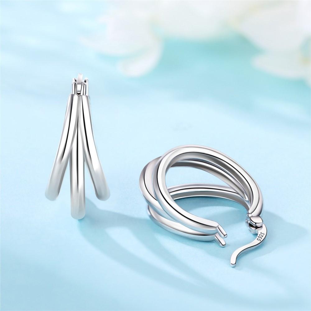 925 Silver Exquisite Multi-layer Ear Ring Jewelry Versatile Hoop Earrings For Women Jewelry Fine Birthday Party Gift