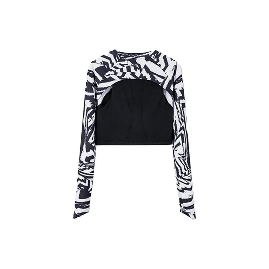 Anta Zebra Print Round Neck Pullover Short Sleeve T-Shirt Women Tops Basic-Black 162317402-1