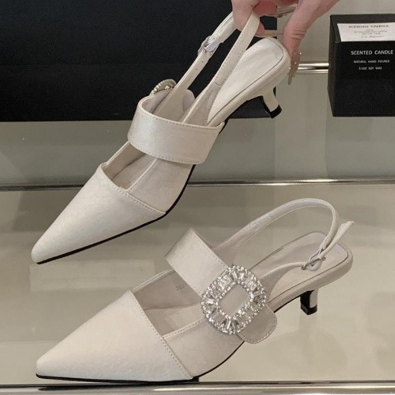 

Модные Роскошные Туфли-лодочки с Мелкой Посадкой и Пряжкой из Стразов Женские с Острым Носком Ремешком на Пятке Каблук-рюмочка Сандалии-слайдеры Модная Элегантная Вечерняя Обувь для Платья 39 абрикосовый